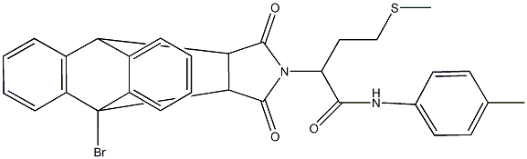 2-(1-bromo-16,18-dioxo-17-azapentacyclo[6.6.5.0~2,7~.0~9,14~.0~15,19~]nonadeca-2,4,6,9,11,13-hexaen-17-yl)-N-(4-methylphenyl)-4-(methylsulfanyl)butanamide Struktur