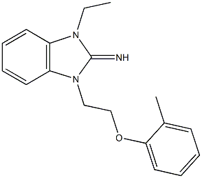 1-ethyl-3-[2-(2-methylphenoxy)ethyl]-1,3-dihydro-2H-benzimidazol-2-imine Struktur