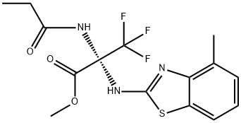 methyl 3,3,3-trifluoro-2-[(4-methyl-1,3-benzothiazol-2-yl)amino]-2-(propionylamino)propanoate Struktur