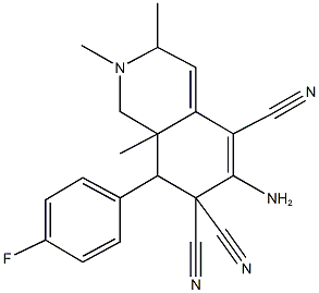 6-amino-8-(4-fluorophenyl)-2,3,8a-trimethyl-2,3,8,8a-tetrahydro-5,7,7(1H)-isoquinolinetricarbonitrile Struktur