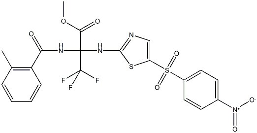 methyl 3,3,3-trifluoro-2-{[5-({4-nitrophenyl}sulfonyl)-1,3-thiazol-2-yl]amino}-2-[(2-methylbenzoyl)amino]propanoate Struktur