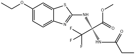 methyl 2-[(6-ethoxy-1,3-benzothiazol-2-yl)amino]-3,3,3-trifluoro-2-(propionylamino)propanoate Struktur