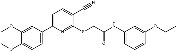 2-{[3-cyano-6-(3,4-dimethoxyphenyl)pyridin-2-yl]sulfanyl}-N-(3-ethoxyphenyl)acetamide Struktur