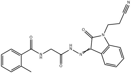 N-(2-{2-[1-(2-cyanoethyl)-2-oxo-1,2-dihydro-3H-indol-3-ylidene]hydrazino}-2-oxoethyl)-2-methylbenzamide Struktur