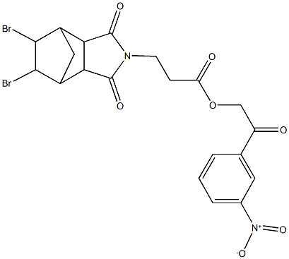 2-{3-nitrophenyl}-2-oxoethyl 3-(8,9-dibromo-3,5-dioxo-4-azatricyclo[5.2.1.0~2,6~]dec-4-yl)propanoate Struktur