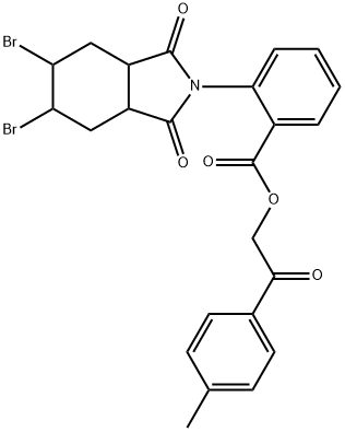 2-(4-methylphenyl)-2-oxoethyl 2-(5,6-dibromo-1,3-dioxooctahydro-2H-isoindol-2-yl)benzoate Struktur