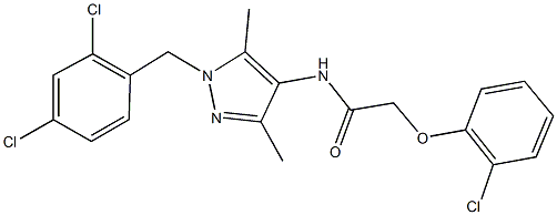 2-(2-chlorophenoxy)-N-[1-(2,4-dichlorobenzyl)-3,5-dimethyl-1H-pyrazol-4-yl]acetamide Struktur