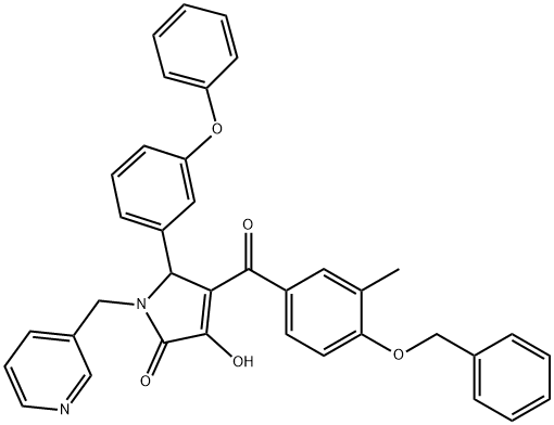 4-[4-(benzyloxy)-3-methylbenzoyl]-3-hydroxy-5-(3-phenoxyphenyl)-1-(3-pyridinylmethyl)-1,5-dihydro-2H-pyrrol-2-one Struktur