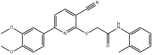 2-{[3-cyano-6-(3,4-dimethoxyphenyl)pyridin-2-yl]sulfanyl}-N-(2-methylphenyl)acetamide Struktur