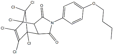 4-(4-butoxyphenyl)-1,7,8,9,10,10-hexachloro-4-azatricyclo[5.2.1.0~2,6~]dec-8-ene-3,5-dione Struktur