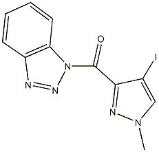 1-[(4-iodo-1-methyl-1H-pyrazol-3-yl)carbonyl]-1H-1,2,3-benzotriazole Struktur