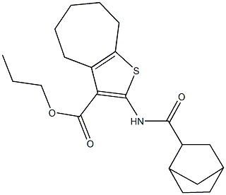 propyl 2-[(bicyclo[2.2.1]hept-2-ylcarbonyl)amino]-5,6,7,8-tetrahydro-4H-cyclohepta[b]thiophene-3-carboxylate Struktur