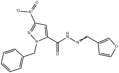 1-benzyl-N'-(3-furylmethylene)-3-nitro-1H-pyrazole-5-carbohydrazide Struktur