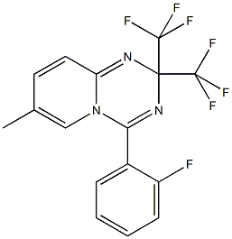 4-(2-fluorophenyl)-7-methyl-2,2-bis(trifluoromethyl)-2H-pyrido[1,2-a][1,3,5]triazine Struktur