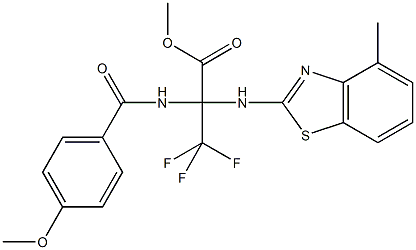 methyl 3,3,3-trifluoro-2-[(4-methoxybenzoyl)amino]-2-[(4-methyl-1,3-benzothiazol-2-yl)amino]propanoate Struktur