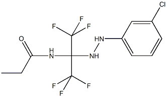 N-[1-[2-(3-chlorophenyl)hydrazino]-2,2,2-trifluoro-1-(trifluoromethyl)ethyl]propanamide Struktur