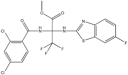 methyl 2-[(2,4-dichlorobenzoyl)amino]-3,3,3-trifluoro-2-[(6-fluoro-1,3-benzothiazol-2-yl)amino]propanoate Struktur