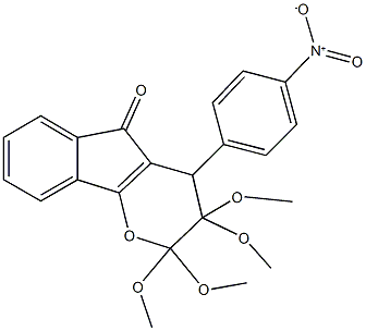 4-{4-nitrophenyl}-2,2,3,3-tetramethoxy-3,4-dihydroindeno[1,2-b]pyran-5(2H)-one Struktur