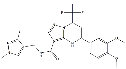 5-(3,4-dimethoxyphenyl)-N-[(1,3-dimethyl-1H-pyrazol-4-yl)methyl]-7-(trifluoromethyl)-4,5,6,7-tetrahydropyrazolo[1,5-a]pyrimidine-3-carboxamide Struktur