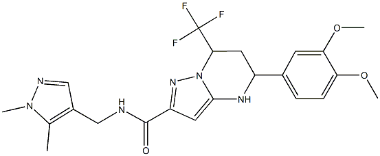 5-(3,4-dimethoxyphenyl)-N-[(1,5-dimethyl-1H-pyrazol-4-yl)methyl]-7-(trifluoromethyl)-4,5,6,7-tetrahydropyrazolo[1,5-a]pyrimidine-2-carboxamide Struktur