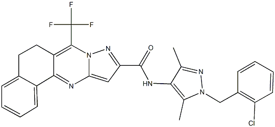 N-[1-(2-chlorobenzyl)-3,5-dimethyl-1H-pyrazol-4-yl]-7-(trifluoromethyl)-5,6-dihydrobenzo[h]pyrazolo[5,1-b]quinazoline-10-carboxamide Struktur