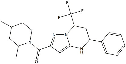 2-[(2,4-dimethyl-1-piperidinyl)carbonyl]-5-phenyl-7-(trifluoromethyl)-4,5,6,7-tetrahydropyrazolo[1,5-a]pyrimidine Struktur