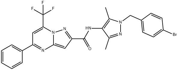 N-[1-(4-bromobenzyl)-3,5-dimethyl-1H-pyrazol-4-yl]-5-phenyl-7-(trifluoromethyl)pyrazolo[1,5-a]pyrimidine-2-carboxamide Struktur