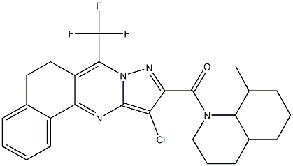 11-chloro-10-[(8-methyloctahydro-1(2H)-quinolinyl)carbonyl]-7-(trifluoromethyl)-5,6-dihydrobenzo[h]pyrazolo[5,1-b]quinazoline Struktur