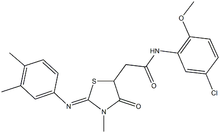 N-(5-chloro-2-methoxyphenyl)-2-{2-[(3,4-dimethylphenyl)imino]-3-methyl-4-oxo-1,3-thiazolidin-5-yl}acetamide Struktur