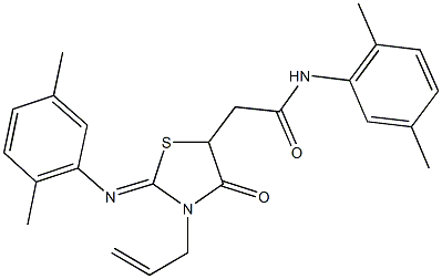 2-{3-allyl-2-[(2,5-dimethylphenyl)imino]-4-oxo-1,3-thiazolidin-5-yl}-N-(2,5-dimethylphenyl)acetamide Struktur