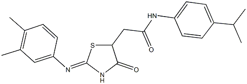 2-{2-[(3,4-dimethylphenyl)imino]-4-oxo-1,3-thiazolidin-5-yl}-N-(4-isopropylphenyl)acetamide Struktur