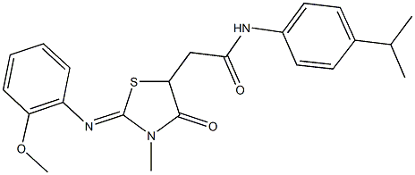 N-(4-isopropylphenyl)-2-{2-[(2-methoxyphenyl)imino]-3-methyl-4-oxo-1,3-thiazolidin-5-yl}acetamide Struktur