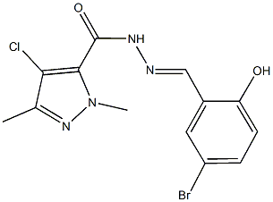 N'-(5-bromo-2-hydroxybenzylidene)-4-chloro-1,3-dimethyl-1H-pyrazole-5-carbohydrazide Struktur