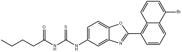 N-[2-(5-bromo-1-naphthyl)-1,3-benzoxazol-5-yl]-N'-pentanoylthiourea Struktur