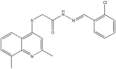 N'-(2-chlorobenzylidene)-2-[(2,8-dimethyl-4-quinolinyl)sulfanyl]acetohydrazide Struktur