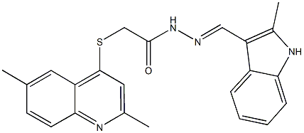 2-[(2,6-dimethyl-4-quinolinyl)sulfanyl]-N'-[(2-methyl-1H-indol-3-yl)methylene]acetohydrazide Struktur