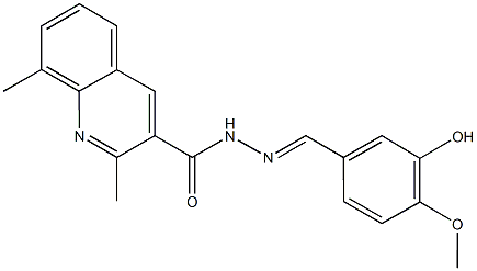 N'-(3-hydroxy-4-methoxybenzylidene)-2,8-dimethyl-3-quinolinecarbohydrazide Struktur