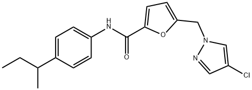 N-(4-sec-butylphenyl)-5-[(4-chloro-1H-pyrazol-1-yl)methyl]-2-furamide Struktur