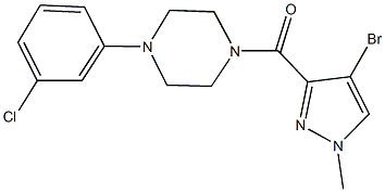 1-[(4-bromo-1-methyl-1H-pyrazol-3-yl)carbonyl]-4-(3-chlorophenyl)piperazine Struktur