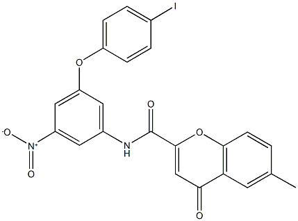 N-[3-nitro-5-(4-iodophenoxy)phenyl]-6-methyl-4-oxo-4H-chromene-2-carboxamide Struktur