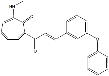 2-(methylamino)-7-[3-(3-phenoxyphenyl)acryloyl]-2,4,6-cycloheptatrien-1-one Struktur