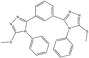 3-(methylsulfanyl)-5-{3-[5-(methylsulfanyl)-4-phenyl-4H-1,2,4-triazol-3-yl]phenyl}-4-phenyl-4H-1,2,4-triazole Struktur