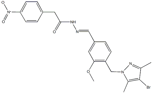 N'-{4-[(4-bromo-3,5-dimethyl-1H-pyrazol-1-yl)methyl]-3-methoxybenzylidene}-2-{4-nitrophenyl}acetohydrazide Struktur