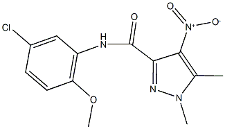 N-(5-chloro-2-methoxyphenyl)-4-nitro-1,5-dimethyl-1H-pyrazole-3-carboxamide Struktur