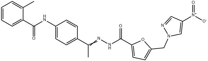 N-(4-{N-[5-({4-nitro-1H-pyrazol-1-yl}methyl)-2-furoyl]ethanehydrazonoyl}phenyl)-2-methylbenzamide Struktur