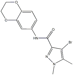 4-bromo-N-(2,3-dihydro-1,4-benzodioxin-6-yl)-1,5-dimethyl-1H-pyrazole-3-carboxamide Struktur