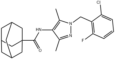 N-[1-(2-chloro-6-fluorobenzyl)-3,5-dimethyl-1H-pyrazol-4-yl]-1-adamantanecarboxamide Struktur