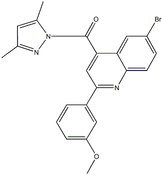 6-bromo-4-[(3,5-dimethyl-1H-pyrazol-1-yl)carbonyl]-2-(3-methoxyphenyl)quinoline Struktur