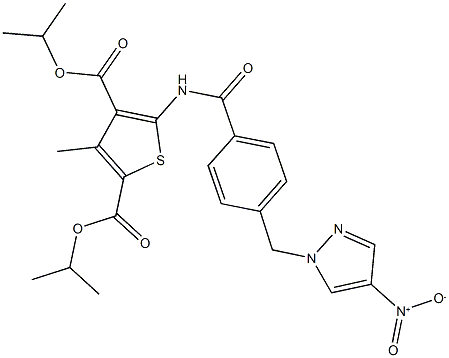 diisopropyl 5-{[4-({4-nitro-1H-pyrazol-1-yl}methyl)benzoyl]amino}-3-methyl-2,4-thiophenedicarboxylate Struktur