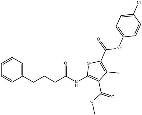 methyl 5-[(4-chloroanilino)carbonyl]-4-methyl-2-[(4-phenylbutanoyl)amino]thiophene-3-carboxylate Struktur